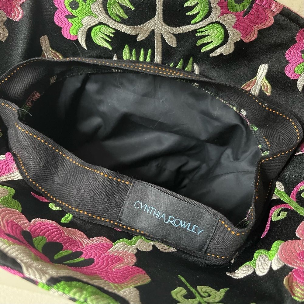 CYNTHIA ROWLEY Jacquard Bucket Hat Black Pastel Floral One Size - Picture 5 of 6